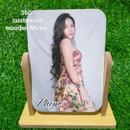 Customize 360 wooden Mirror 20cm x 18 cm