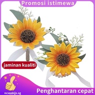 Artificial Sunflower Wrist Flower Set for Wedding Corsage and Boutonniere, Bride Groom Bridesmaid .n