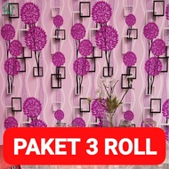 PAKET 5 ROLL Wallpaper Stiker Dinding Pohon Pink Kotak 3D  Ukuran 45Cm X 10M Wallpaper Rika