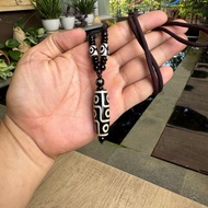 Kalung 9 Dzi Oval Batu Agate Chalcedony + Tali Premium / Liontin Mantra Tibet Sembilan Mata Dzi Mani
