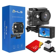 HLS Sport Action Camera 4k30FPS with 2 Batteries 1350mAh & 64GB TF Card, Underwater Camera with Wate