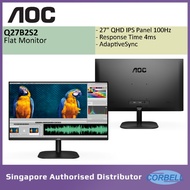 AOC Q27B2S2  27” IPS Panel QHD Monitor |  2560 × 1440 100Hz | 4ms (GtG)| HDMI/DisplayPort |  Adaptiv