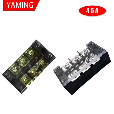 2pcs 600V 45A TB-4503 Terminal Block Panel Mount Fixed Barrier 3 Position 6 Screws Connector Termina