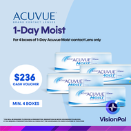 [VisionPal] $236 1-Day Acuvue Moist Daily (30pcs) 4 boxes Contact Lens Voucher