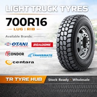 700R16 Tubeless Light Truck Tyre | OTANI | ROADONE | CENTARA | TRANSMATE | CONDOR