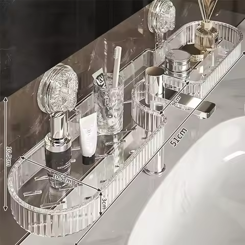 Shower Suction Cup Shelf Basket Light Glacier Pattern One Second Installation bathroom Organizer Sto