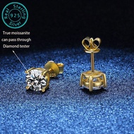 0.5-2CT genuine GRA moissanite earrings, fashionable S925 silver plated 18K gold women's diamond ear