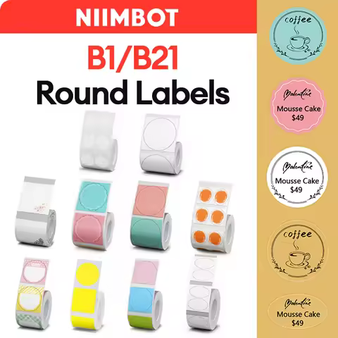 NiiMBOT B21 Round Sticker Labels Thermal Sticker Self-adhesive Waterproof Label Paper For B1 B21 Nii