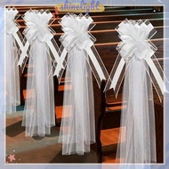 [Shinelight] Church Wedding Pew Bows With Long Tulle Tails Chair Aisle Decor Wedding Car Decoration 
