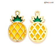 BeeBeecraft 10pcs Alloy Pendants with Epoxy Resin Cadmium Free &amp; Lead Free Pineapple Golden Gold 27.5x16.5x1.5mm Hole: 2mm for DIY Jewelry Making
