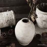 Retro Stoneware Vase Floor Vase Pottery Pot Decorative Ornaments Dried Flower Arrangement in Living Room Ceramic Basin F