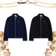 Unisex 4Lucky 6168 Ribbed VelvetJacket, Letter Embroidered Velvet Jacket "4Lucky" Men and Women
