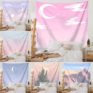 Aesthetic anime Pink Sky  Wall Tapestry with Clips Polyester Tapestries Bedroom Wall Hanging Tapestr