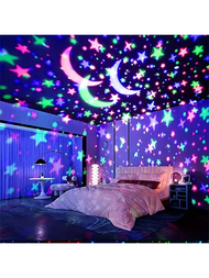 1入組星空投影機,夜燈,rgb月球和星空投影燈,適用於室內和室外,家庭聚會,送禮佳品,車輛和房間裝飾,適用於聖誕節戶外活動