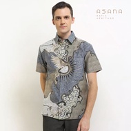 KEMEJA Asana Batik Short Sleeve Giri Shirt - biru
