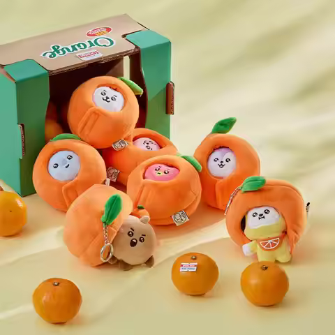 New 10cm Bt21 Kawaii Anime Orange Series Shooky Koya Plush Keychain Cute Cartoon Rj Cooky Bag Pendan