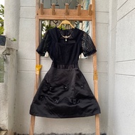 2hand black dress, waist 56 to 64cm, length 86cm, code 300