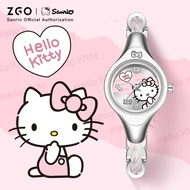Stylish Zgo Hello Kitty Watch For Women With Silver Strap