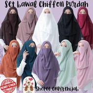 HIJAB GALERIA SET BAWAL PURDAH CHIFFON BIDANG 60 TUDUNG BAWAL BIDANG 60