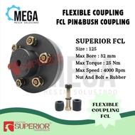 Superior Coupling FCL 125 - Flexible Coupling FCL PIN & BUSH, Nut & Bolt + Rubber (FCL Coupling Bolt
