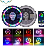 Wrangler Headlight 7-Inch Skull APP Colorful Motorcycle Off-Road Vehicle Suitable for Car Light Modi