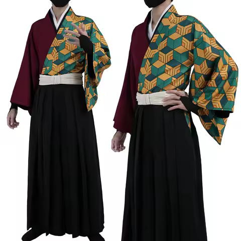 HOLOUN Anime Tomioka Giyuu Cosplay Costume Wig Haori Top Pants Convention Halloween Christmas
