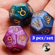 Tarot dice 3pcs 塔罗骰子 占星骰子 Multicolor 12 Sided Resin Dice Astrology Tarot Constellation Divination