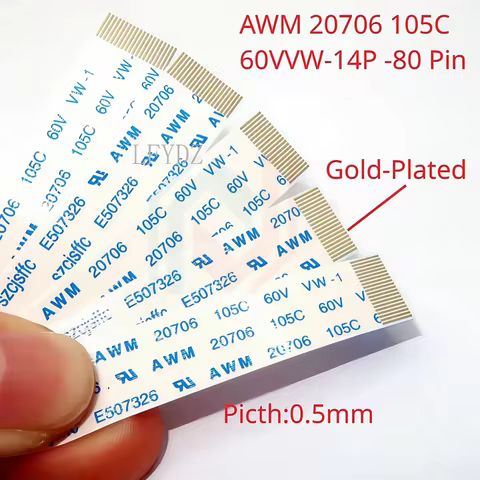 Gold-Plated FFC FPC Flat Flexible Cable AWM 20706 105C 60V VW-1 0.5MM Pitch 4P/6/8/10/12/14/16/20/26