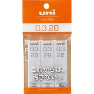 Mitsubishi Pencil Mechanical Pencil Lead, uni, 0.3 2B, 3-Pack, ULS03253P2B, Black