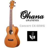 [101] OHANA Ukulele Concert Size CK-50WG Solid Cedar Top Glossy Body