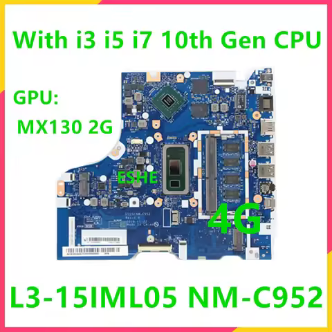 For Lenovo Ideapad L3-15IML05 Laptop Motherboard With i3 i5 i7 CPU MX130 2G GPU 4G RAM 5B20S44007 5B