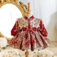 One Year Old Baby Girl Dress New Chinese Style Baby Birthday Princess Dress Red Festive New Year Dre
