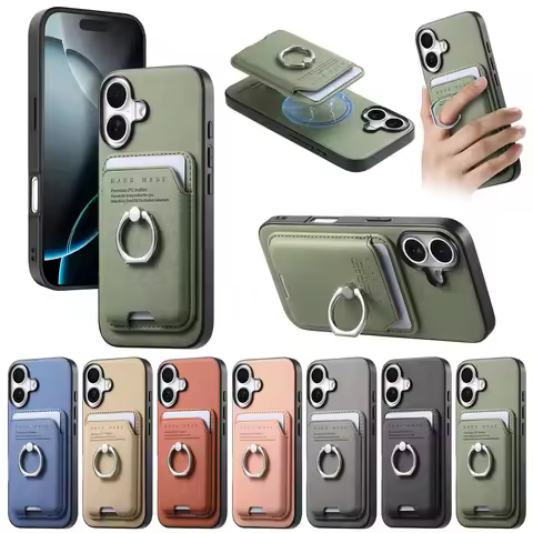 Magnetic Card Cases for Google Pixel 10 Pro XL 9A 9 Wireless Charging Finger Ring Leather Card Bag P