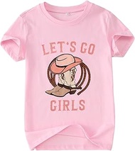 Toddler Western Cowgirl Shirt Kids Let's Go Girls T-Shirt Long Live Cowgirls Rodeo Graphic Short Sle