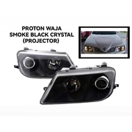 Proton Waja Black Smoke Head Light Lamp Crystal Projector Lampu Depan Besar