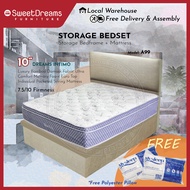 A99 Bed Frame | Frame + 10" Mattress Bundle Package | Single/Super Single/Queen/King Storage Bed | Divan Bed