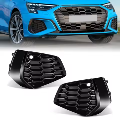 Car Front Bumper Light Cover For Audi A3 Sline S-line 2021 2022 2023 Fog Lamp Honeycomb Hex Chrome G