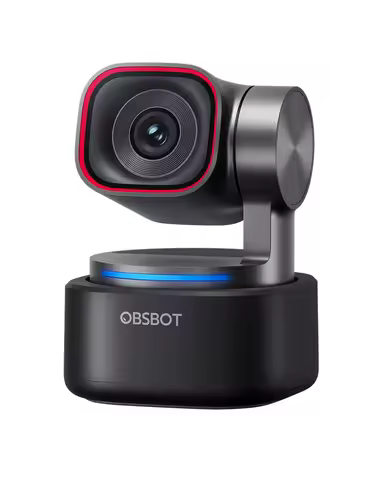 OBSBOT Tiny 3 AI-Powered Spatial Audio 4K Webcam, AI Tracking PTZ Camera with 1/1.28" Sensor, Tri-Mi