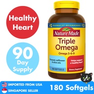 Nature Made Triple Omega 3-6-9, 180 Softgels | Omega Supplement for Heart Health (Exp 06/2027)
