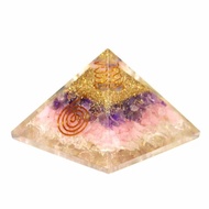 (Love &amp; Transformation) Orgone Pyramid - Clear Quartz - Amethyst - Pink Amethyst- Crystal