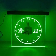 Jam Dinding akrilik LED lafaz ALLAH MUHAMMAD