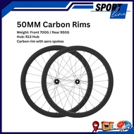 SG STOCK ✅ 50MM 700C BRANDLESS CARBON WHEELSET CARBON RIM CENTRAL LOCK RIM BRAKES LIGHTWEIGHT WHEELS