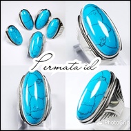 Batu Akik Blue Pirus Nevada Top Colour Model Pandan Ring Tanam