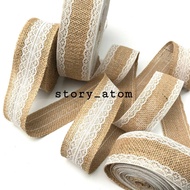 1 ROLL - LACE JUTE RIBBON PER 2 METERS / LACE JUTE RIBBON / LACE JUTE / JUTE RIBBON