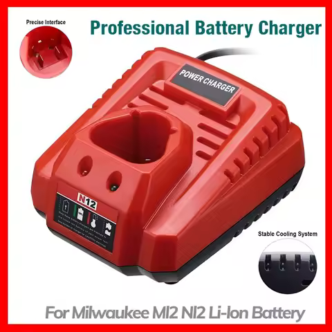 Milwaukee M12 N12 Lithium-Ion Battery Charger 3A Fast Charging Replacement Compatible with 48-11-240