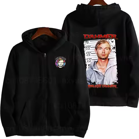Y2K Jeffrey Dahmer Men Hoodie Spring Autumn Women Oversized Sweatshirt With Zipper 2025 New Cartoon
