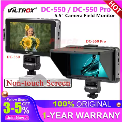 VILTROX DC-550 DC-550 Pro 5.5 Camera Field Monitor for DSLR Touchscreen 4K with Sunshade Hood Video