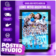 MESSI ARGENTINA ALL football poster photo frame includes 2 sizes for A5 table (18cm x 24cm), A4 wall