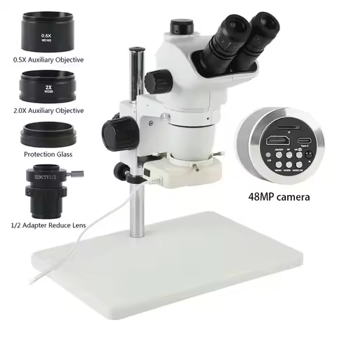 48mp 4K 2K Industrial microscope camera 6.7X 3.5X 90X Zoom Lab Trinocular Stereo Microscope For Jewe