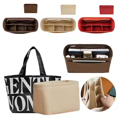 Felt Insert Bag Multi-Pocket Large Capacity Inner Lining Bag with Zipper Storage Bag for LV Speedy25